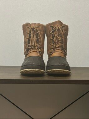 GUC Torrid Brown Faux Leather Knit Trim Duck Boots Snow Winter Wide Width 9WW